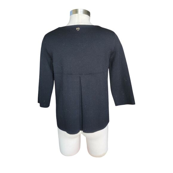 Cruciani Wool Sweater Womens Cropped Sleeve Black 42 Medium 6 - Picture 2 of 8